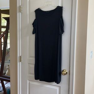 XL WHBM black knit cold shoulder dress